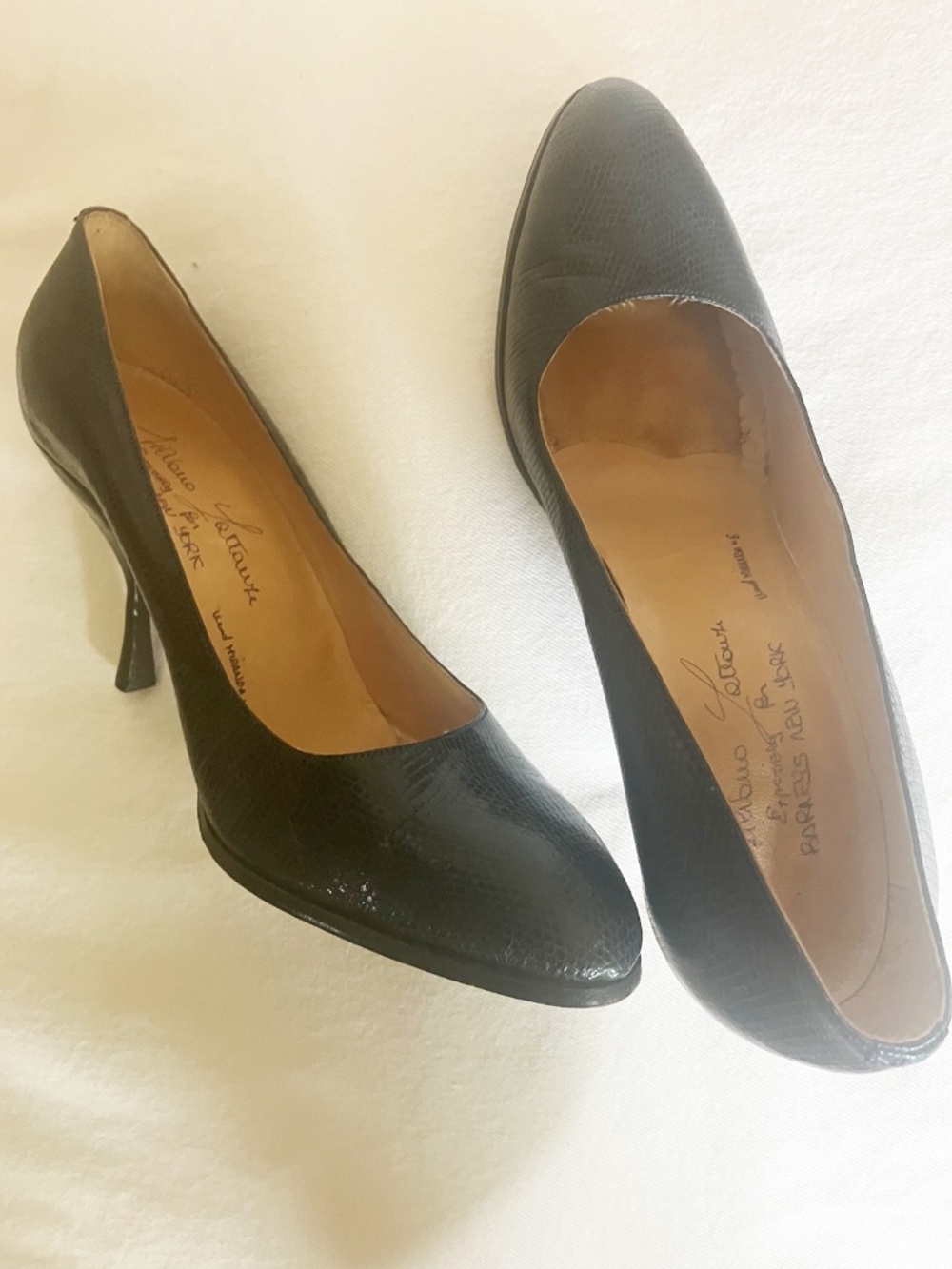 Heels Snake Stamped Leather Gorgeous 3" heel, made in Italy for Barney’s 40 - Picture 3 of 5